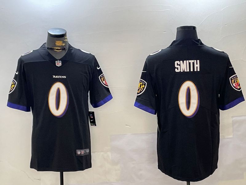 Men Baltimore Ravens #0 Smith Black Second generation 2024 Nike Limited NFL Jersey style 1->baltimore ravens->NFL Jersey